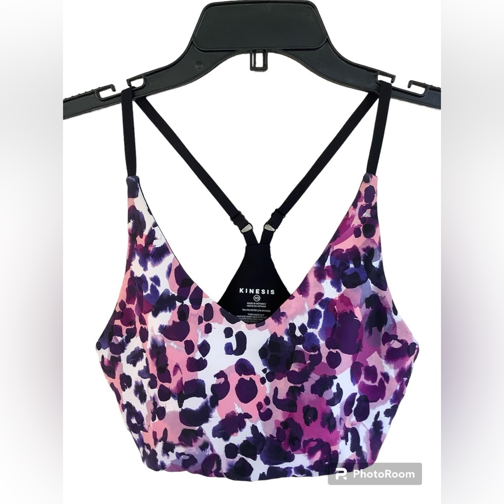 Kinesis (Dillard's) Sports Bra Leopard Print XS Purple Pink Black White